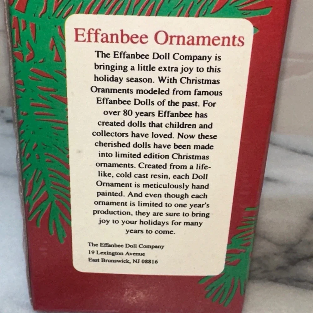 Effanbee Doll Company Christmas Ornament Series 1999 Girl Figurine Navy Coat